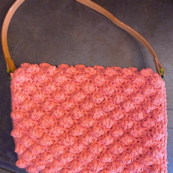 OKPTA Womens Red Orange Cinnabar Slender Medium Crocheted Handbag Baguette Purse - Picture 6 of 11